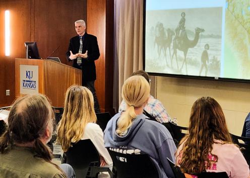 Dr. Drew Isenberg, Hall Distinguished Professor of American History presents at his DP Lecture on Feb. 15, 2024